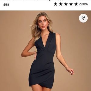 Lulus Cocktail Hour Black Wrap Dress